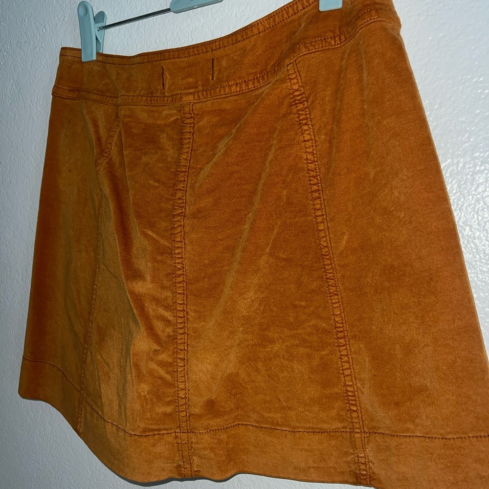 Madewell 🧡🍊 Orange Velveteen Button Front Skirt - Picture 4 of 13